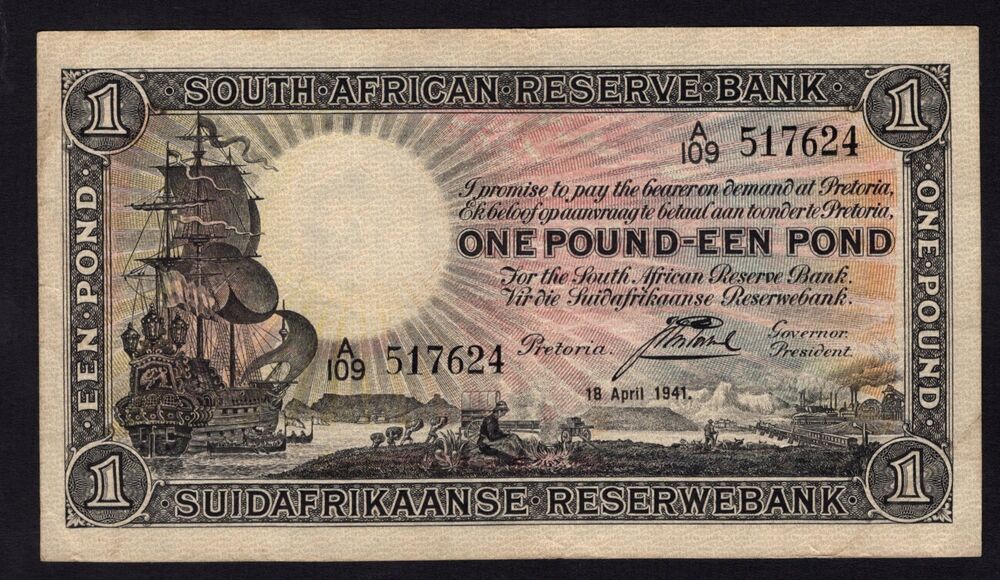 South Africa - 1 Pound 1941 - Pick # 84e - VF