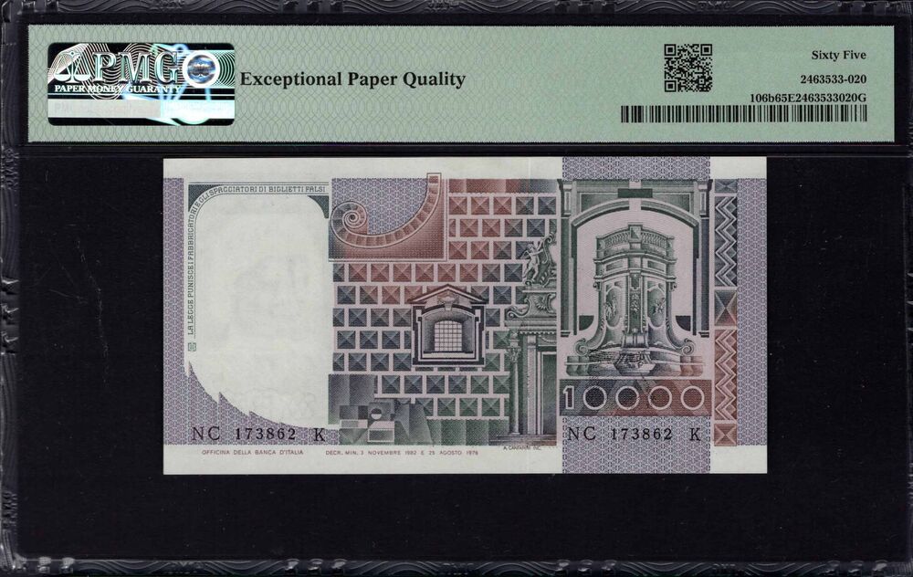 Italy - 10.000 Lire 1980 - Pick # 106b - PMG 65 EPQ