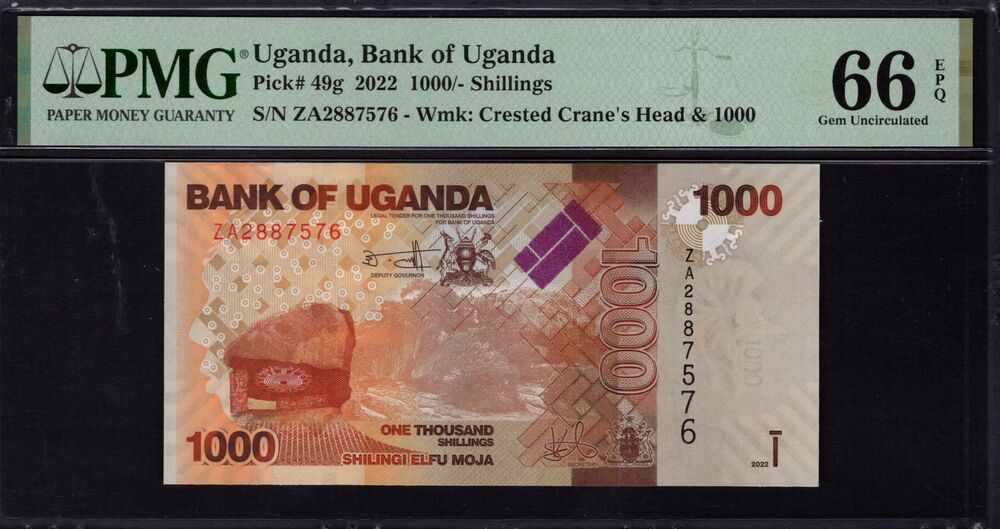 Uganda - 1000 Shillings 2022 - Pick # 49g - PMG 66 EPQ