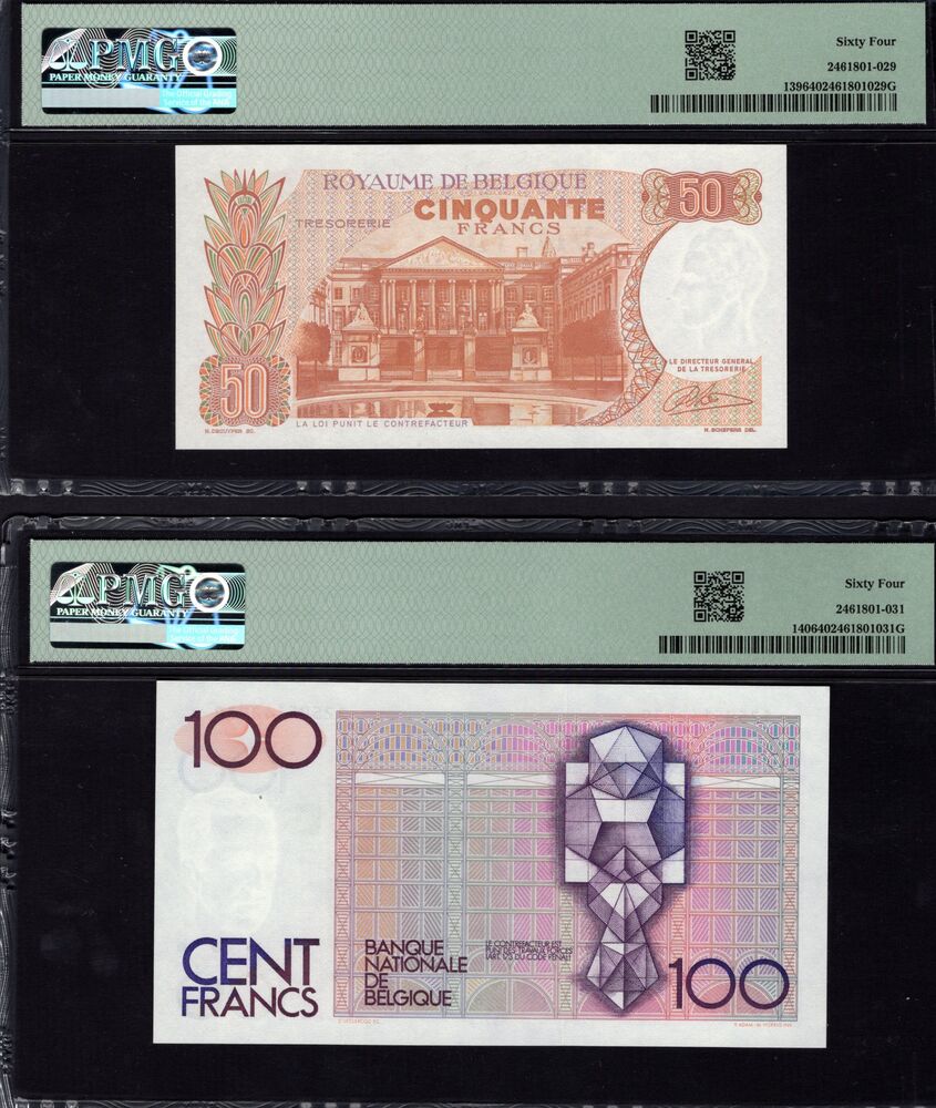Belgium - Group of 2 PMG graded notes