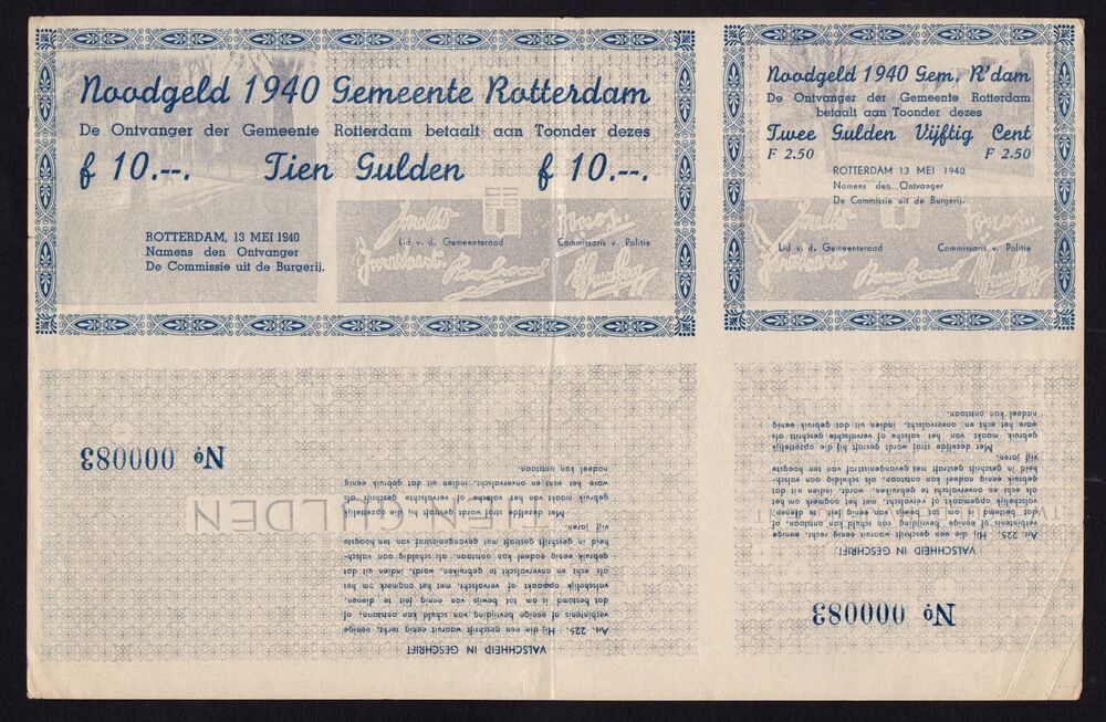 Netherlands - Rotterdam, 10 Gulden 1940 - Pick # NL - VF/XF