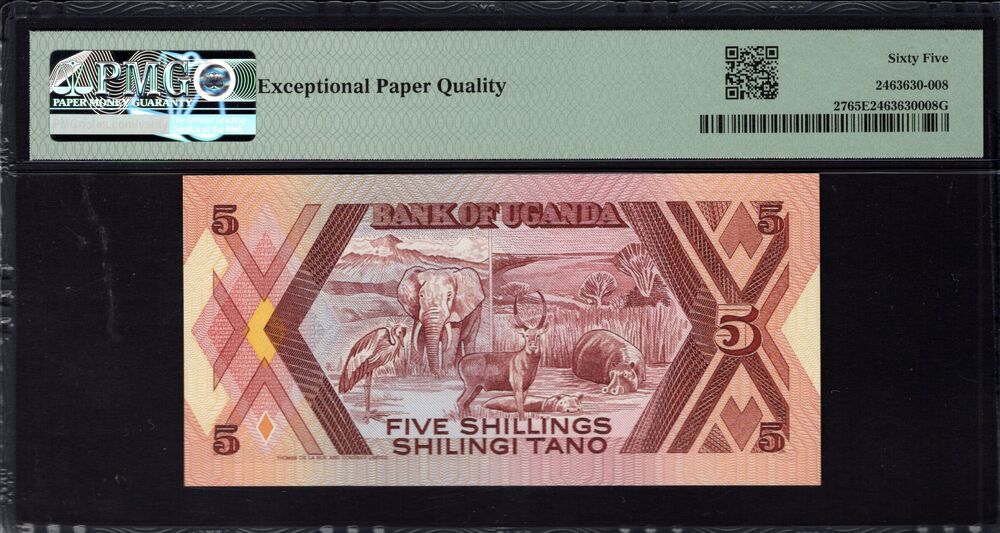 Uganda - 5 Shillings 1987 - Pick # 27 - PMG 65 EPQ