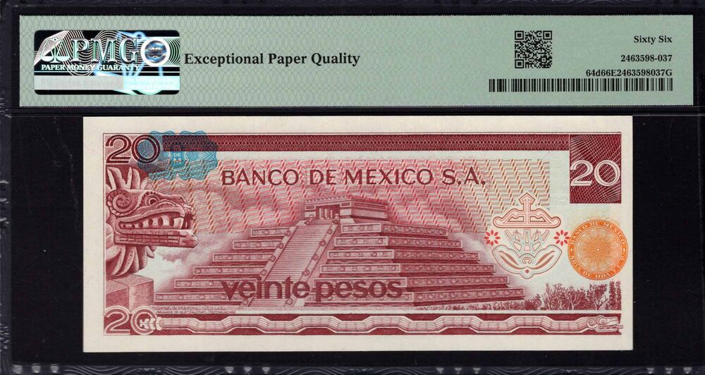 Mexico - 20 Pesos 1977 - Pick # 64d - PMG 66 EPQ