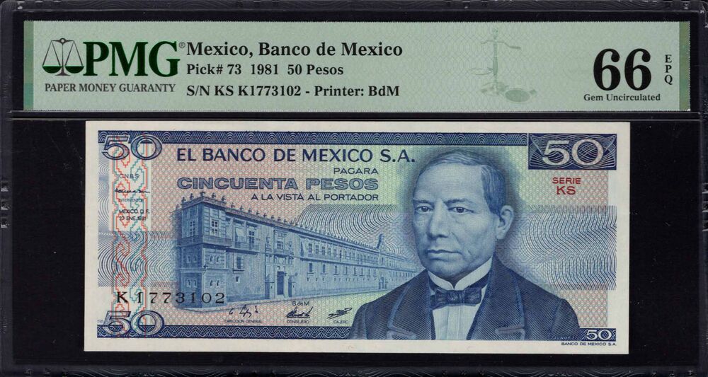 Mexico - 50 Pesos 1981 - Pick # 73 - PMG 66 EPQ