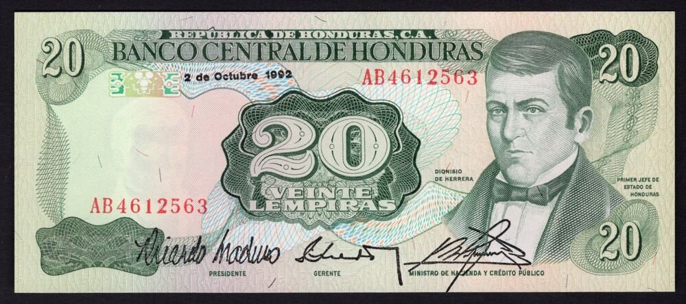 Honduras - 20 Lempiras 1992 - Pick # 65c - UNC